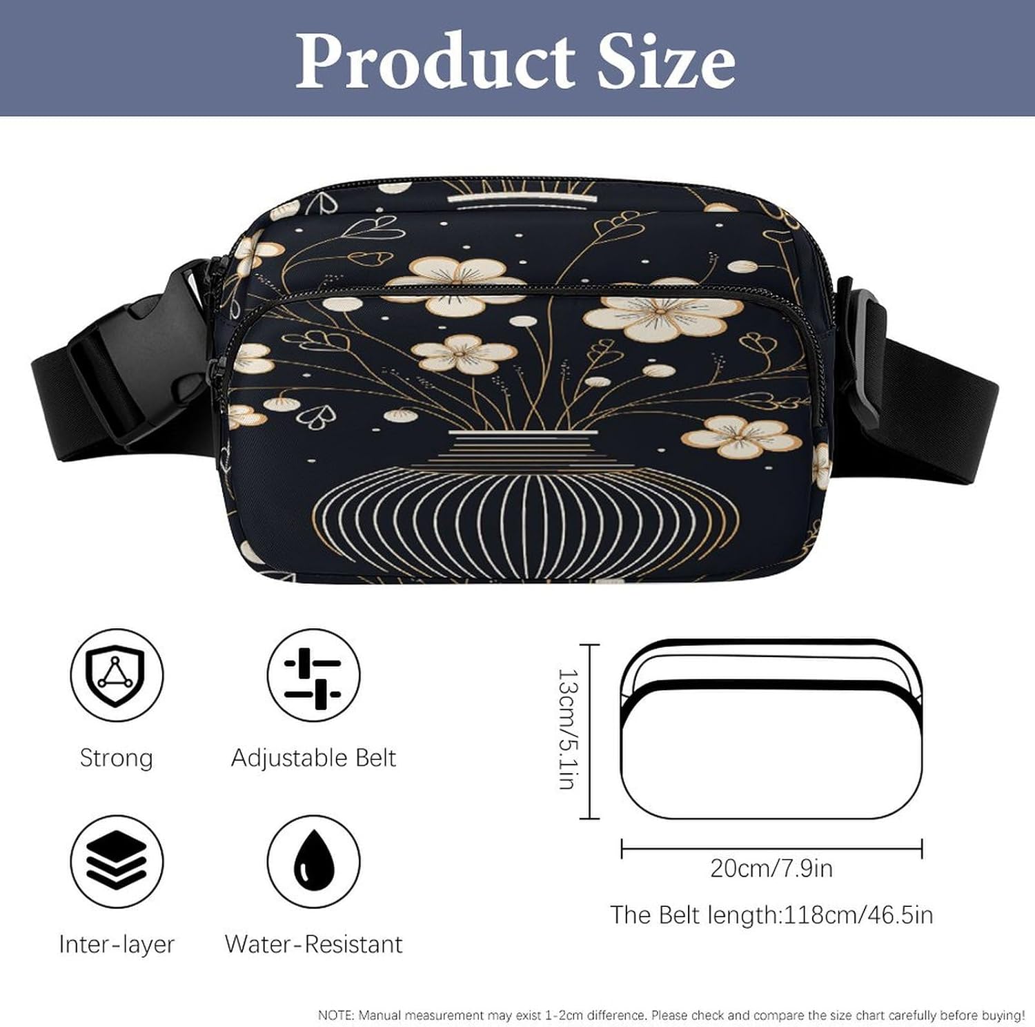 Decorative Container Fanny Pack Belt Bag with Adjustable Strap Fashion Waist Bag for Outdoor Sports Hiking