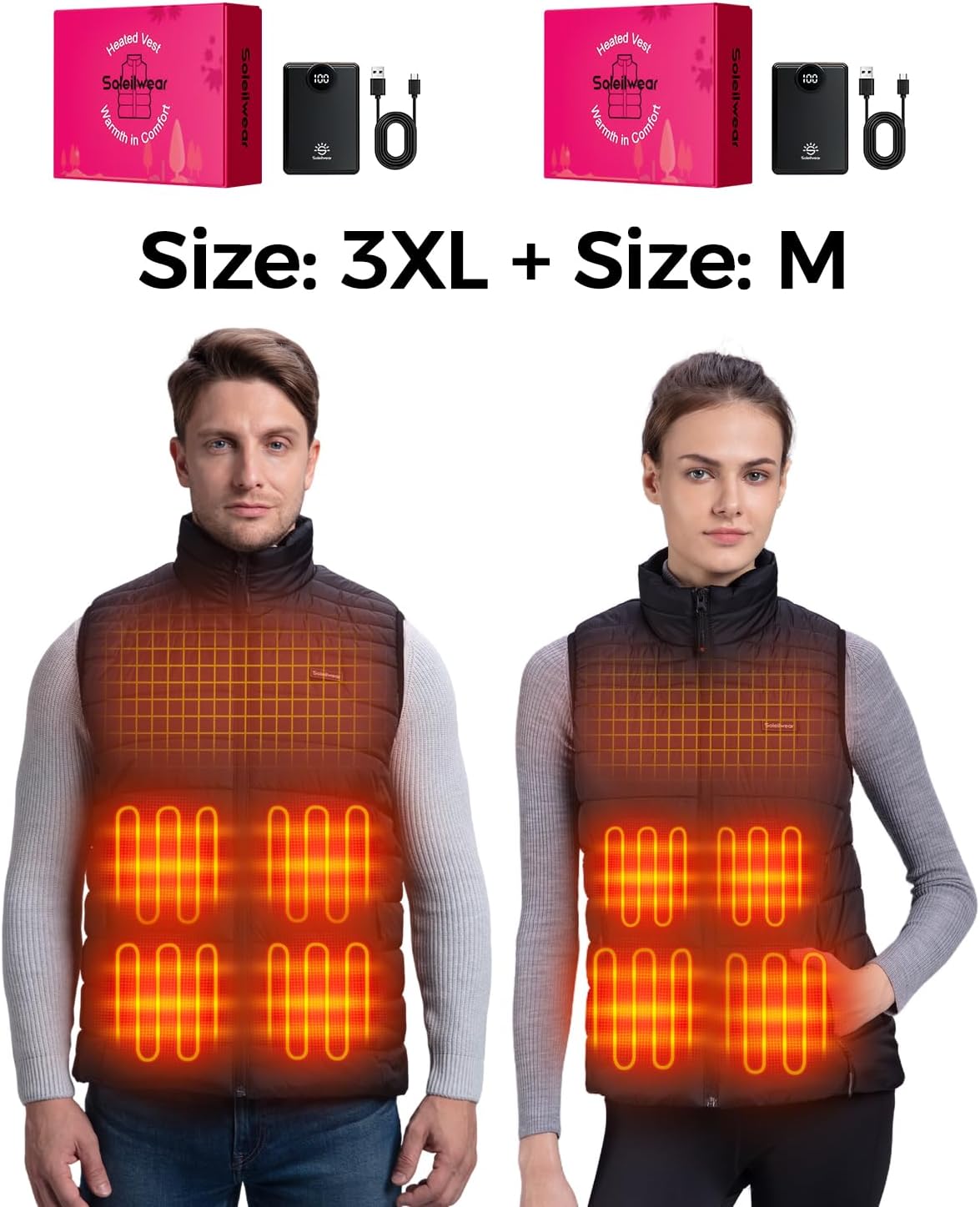 Womens Heated vest (Medium)& Mens Heated vest (3X-Large)