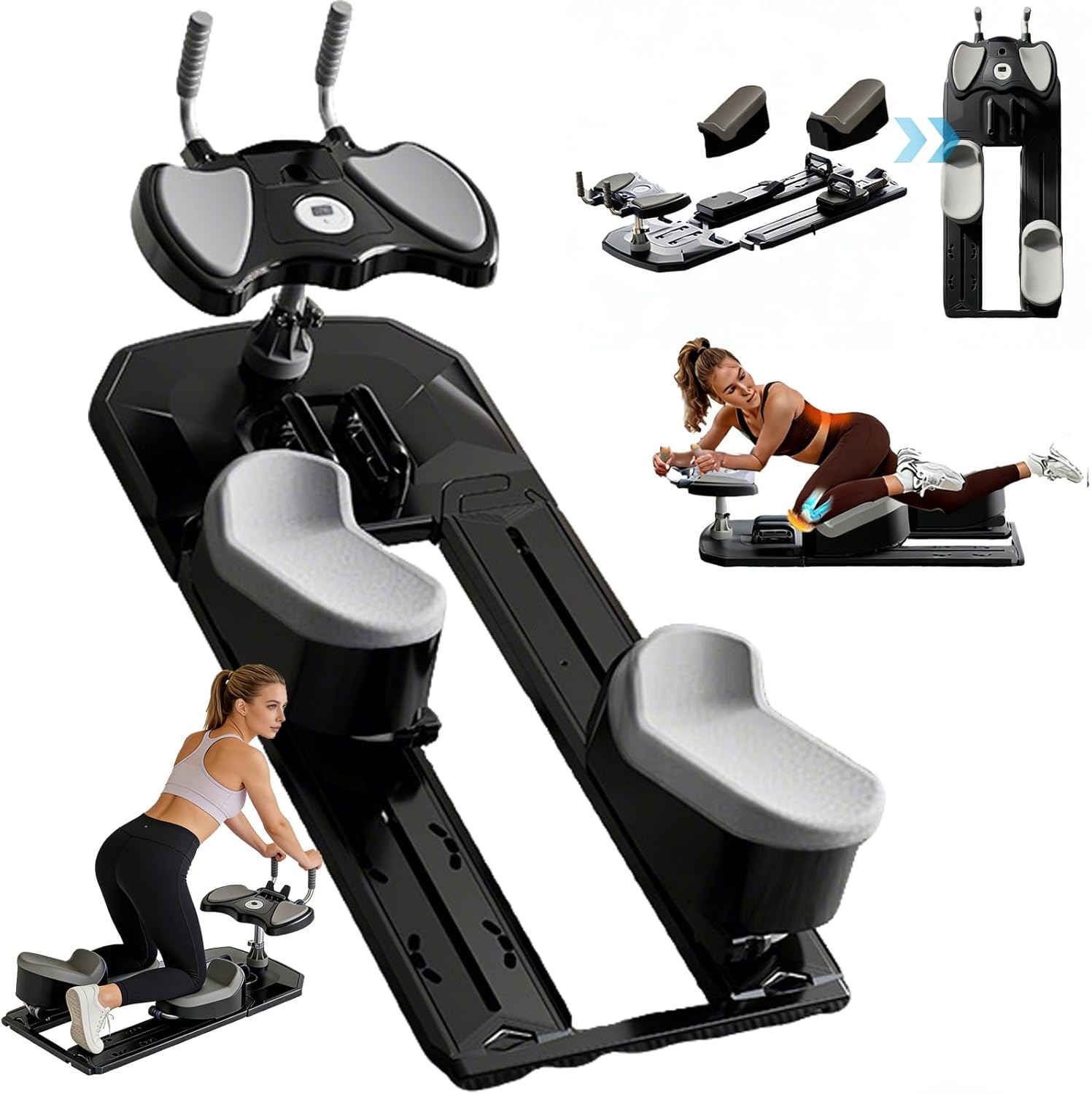 Spine Twist and Stretch Trainer 3-Level Crawling Training Machine for Core Training & Back Pain Relief, 8-in-1 Home Gym Equipment with LED Counter & Resistance Band for Full Body Workout（5-10day）