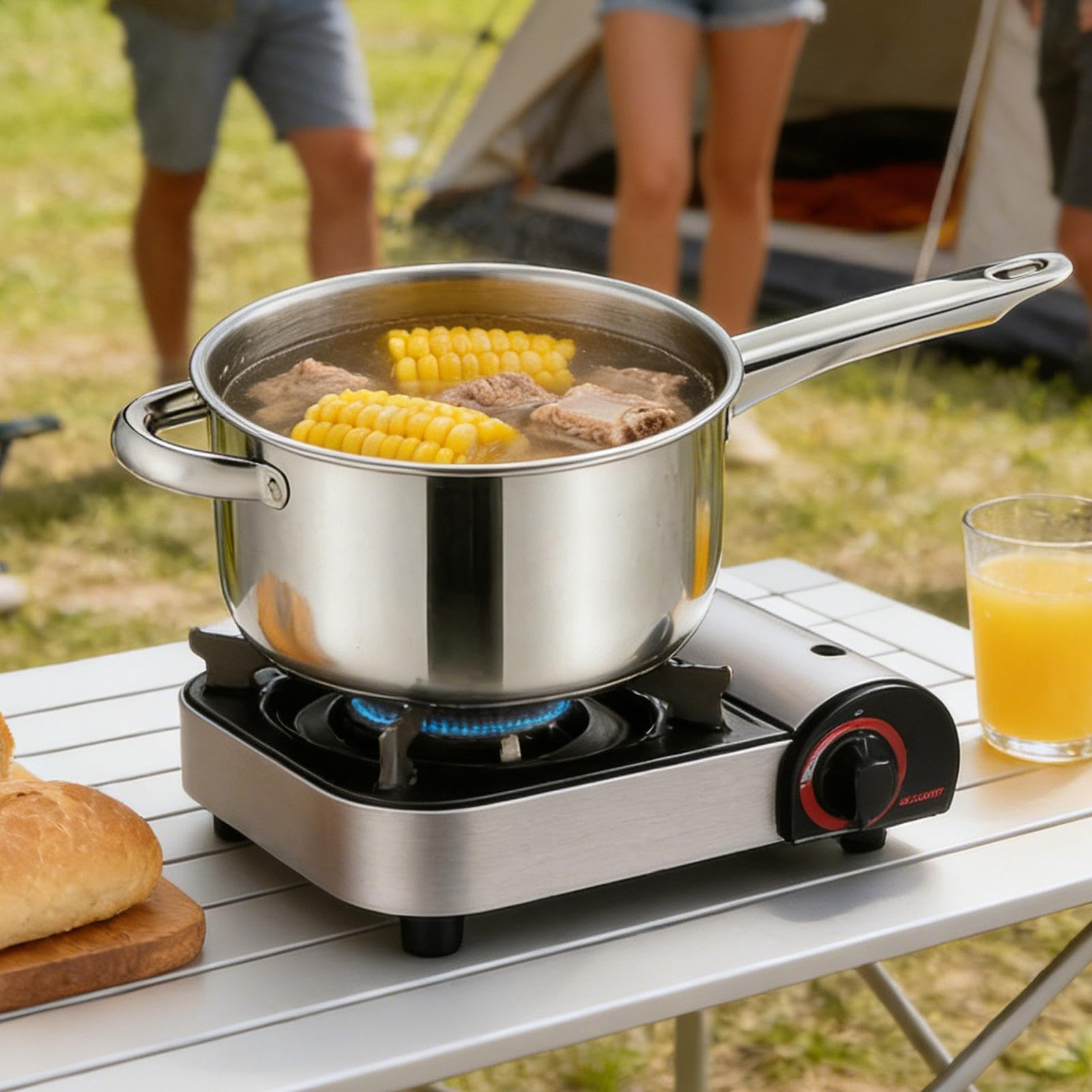 Casserole profonde compacte – Mini friteuse en acier inoxydable, petit panier, cuisine, poisson, poulet, pique-nique, fête, passoire portable, pour induction | Outil pour hayon