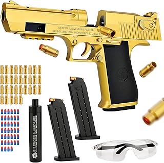 SarvaYoni Toy Gun with Soft Bullets, Toy Pistol with Jump Ejecting Mag, Toys Foam Blaster with 40 Pcs EVA Darts, Gifts for Boys Kids and Girls Ages 7,8,9,14+, Gold