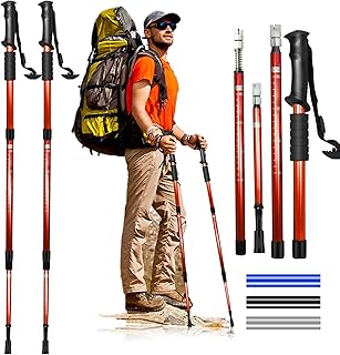 軽量トレッキングポール コンパクト 折りたたみ式登山ストック 4段伸縮 52-110cm調整可能 ウォーキング ハイキング 登山用ウォーキングポール アンチショック機能付き 男女兼用