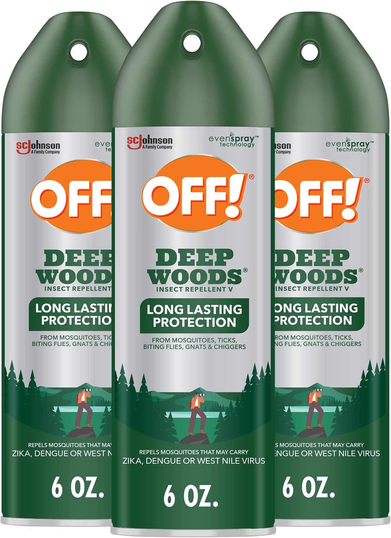 OFF! Deep Woods Insect Repellent Spray with 25 Percent DEET Provides up to 8 Hours of Mosquito Protection 6 Ounce (Pack of 3)