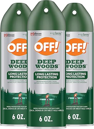 OFF! Deep Woods - Spray repelente de insectos con 25 % de DEET que proporciona hasta 8 horas de protección contra mosquitos, 6 onzas (paquete de 3)