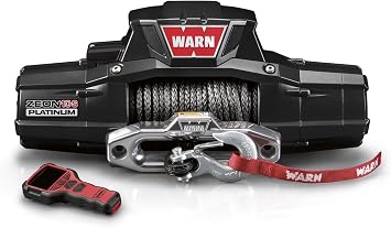 WARN ZEON 10-S Platinum 12V Winch - 10000 lb Capacity, 100ft Spydura Synthetic Rope, Hawse Fairlead, Advanced Wireless Remote, IP68 Waterproof, Heavy Duty for Trucks, Jeeps, SUVs & Off-Road 92815