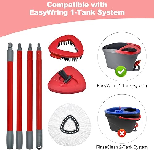 Miniatura 9 de Mango de fregona de repuesto para cabezal de fregona y cepillo de base de trapeador de repuesto para O Cedar EasyWring 1 tanque de trapeador