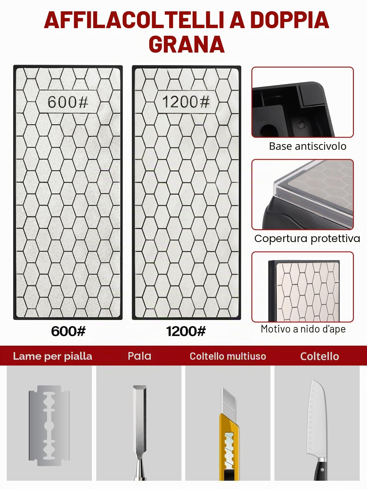 Kalolary 2 pietre Diamantate per Affilatura con Kit Affilatura Scalpelli