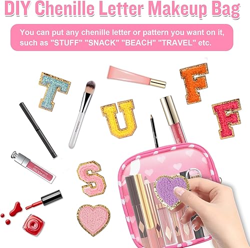 Miniatura 7 de izuzta Mini bolso de maquillaje de nylon pequeño bolso lindo Preppy cosmético cremallera bolsa, Rosado Heart