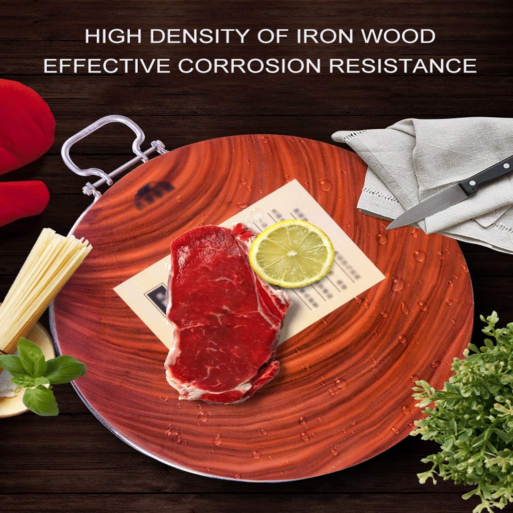 Tabla de Cortar Cocina,Tabla de cortar de madera maciza, cocina para el hogar, auténtica madera de hierro, bloque de cortar redondo de madera entera con mango, la mejor cocina para carne