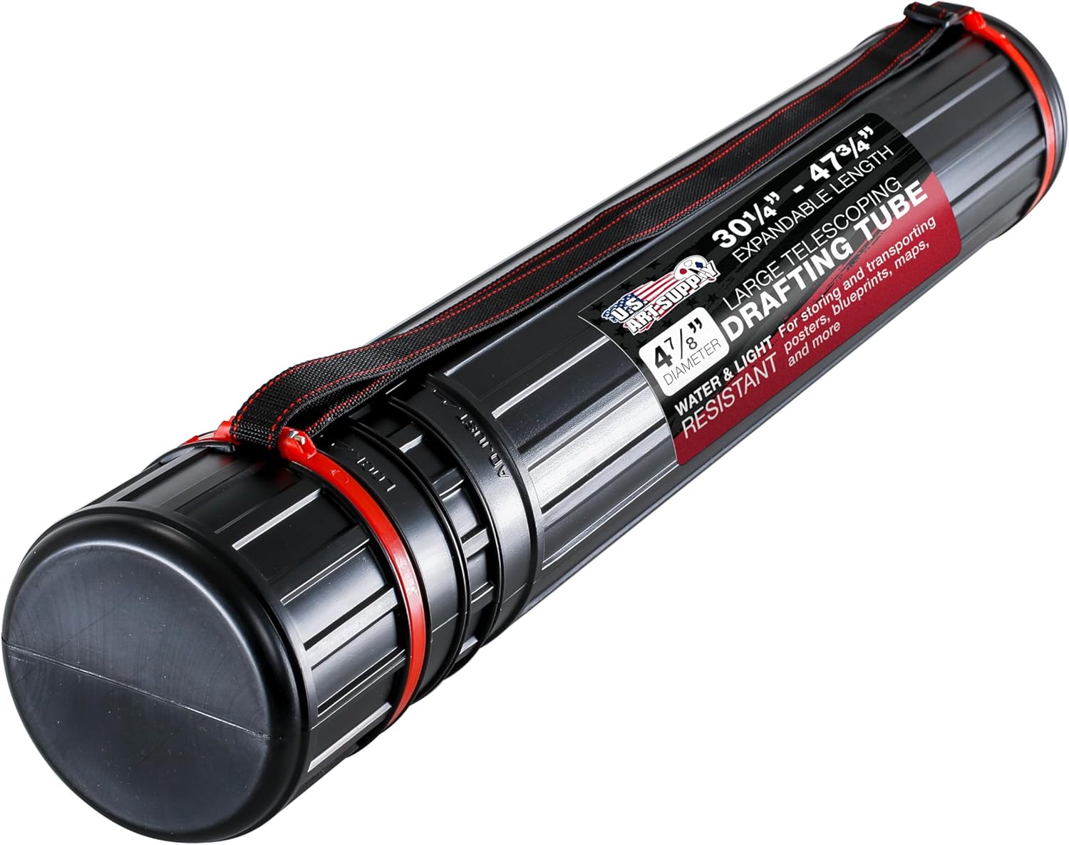 U.S. Art Supply Large Telescoping Drafting Tube (Pack of 2) - 4-7/8" Outside/4-1/2" Inside Diameter, Expands 30-1/4" to 47-3/4", with Shoulder Strap