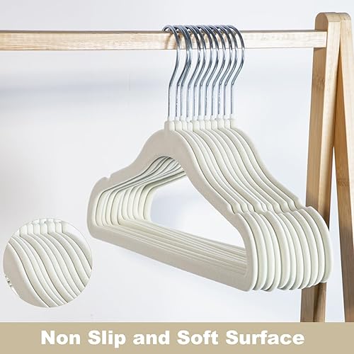 Miniatura 6 de GoodtoU Perchas de terciopelo para niños, paquete de 50 perchas para bebé, perchas para armario, perchas de terciopelo antideslizantes para bebés y