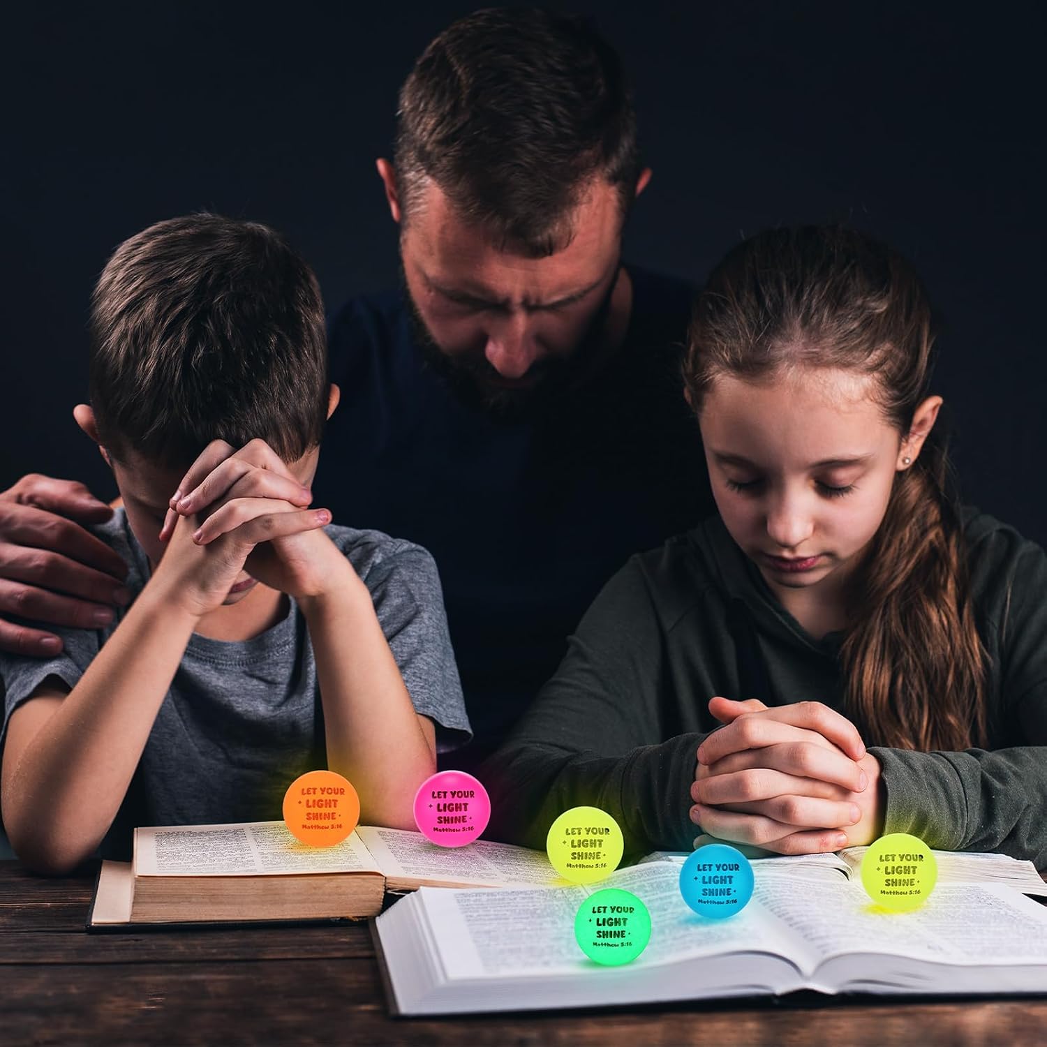 Seenelling 120 Pcs Christian Glow in the Dark Bouncy Balls Easter Jesus Bible Verse Rubber High Bouncing Balls Christian Party Favor Religious Classroom Gifts