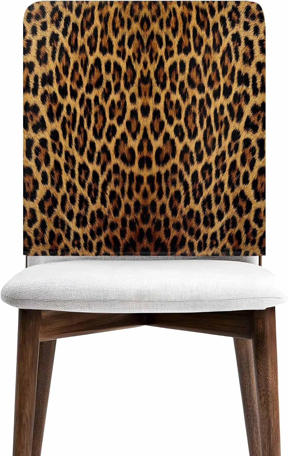 Savannan Dining Chair Back Covers, Leopard Print Animal Fur Texture Chair Covers Chair Slipcovers Protective Covers for Holiday Party Festival Decoration, Set of 4