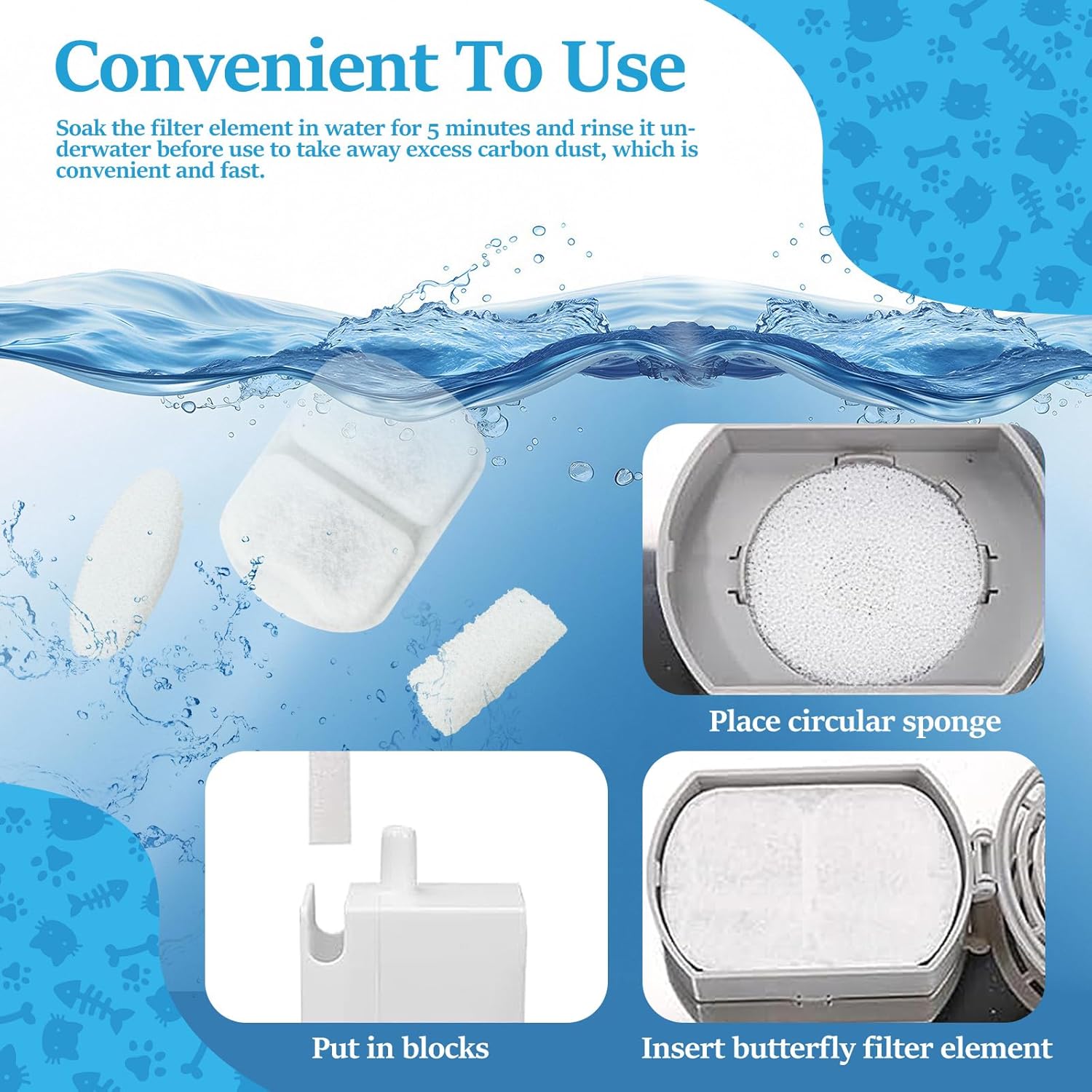 32 Set Dog Water Fountain Filter Replacement for 7L/230oz/1.8G Stainless Steel Dog Water Dispenser Dog Fountain Filter with Triple Filtration, Great for Dogs, Cats and Multi-Pet Home - Image 6