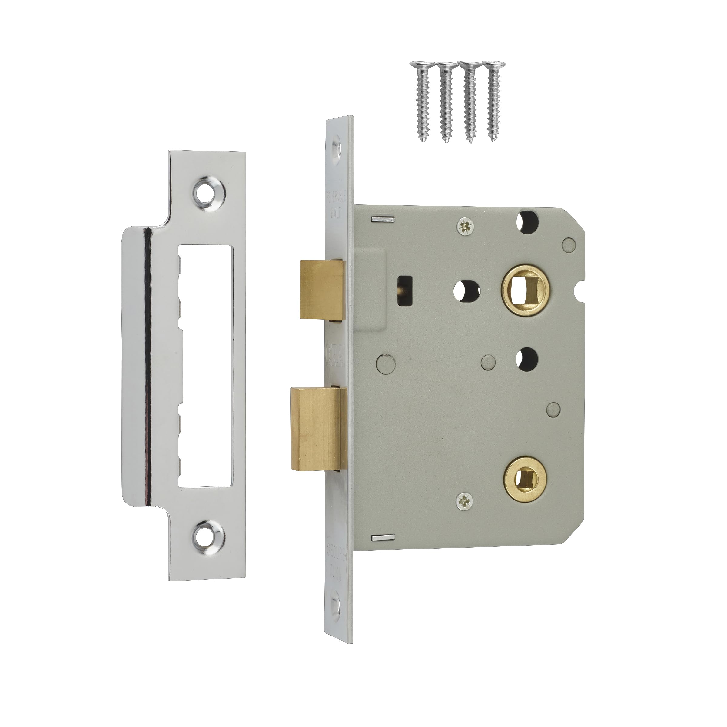 Euroart Brass Bathroom Door Lock In Chrome Effect Finish & Dimensions 125Mm X 37Mm X 77Mm