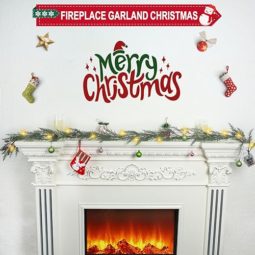 Miniatura 8 de Guirnalda de Navidad de 6 pies con luces, 30 luces cálidas con 8 modos de luz, guirnalda de Navidad preiluminada con piñas, guirnalda iluminada,