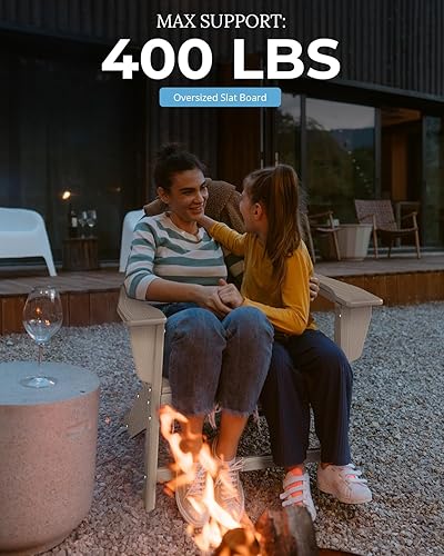 Miniatura 7 de BRIOPAWS Adirondack - Juego de 2 sillas  Grano de madera  Silla para hoguera  De gran tamaño  Plástico de polietileno de alta densidad  Resistente a