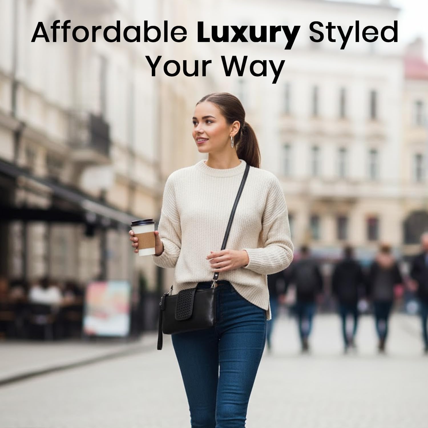 Genuine Leather Crossbody Sling Bag for Women - Trendy Casual Office Bag with Adjustable Strap - Image 2