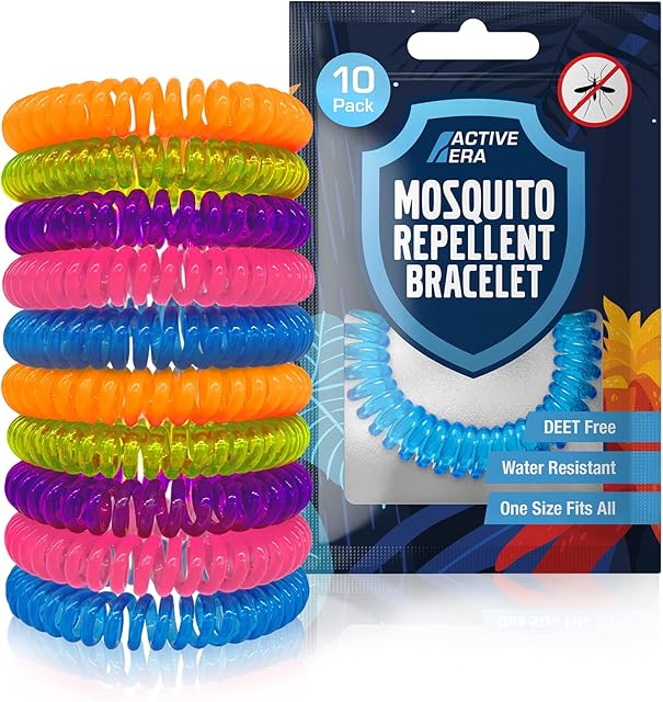 Active Era Mosquito Repellent Bracelet [10 Pack], Insect, Midge & Mosquito Bands - Powerful DEET Free Formula - Waterproof with 250 Hours / 10 Days of Protection for Adults and Kids 3+