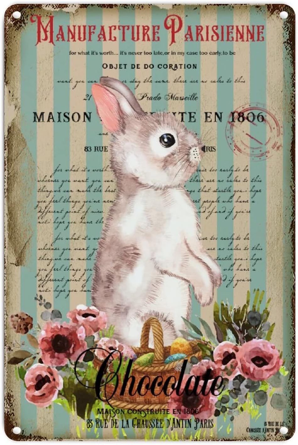 Kwqdozf Tin Sign-10 12X16inch God Say You Are Easter Bunny Vintage Metal Aluminum Tin Sign Door