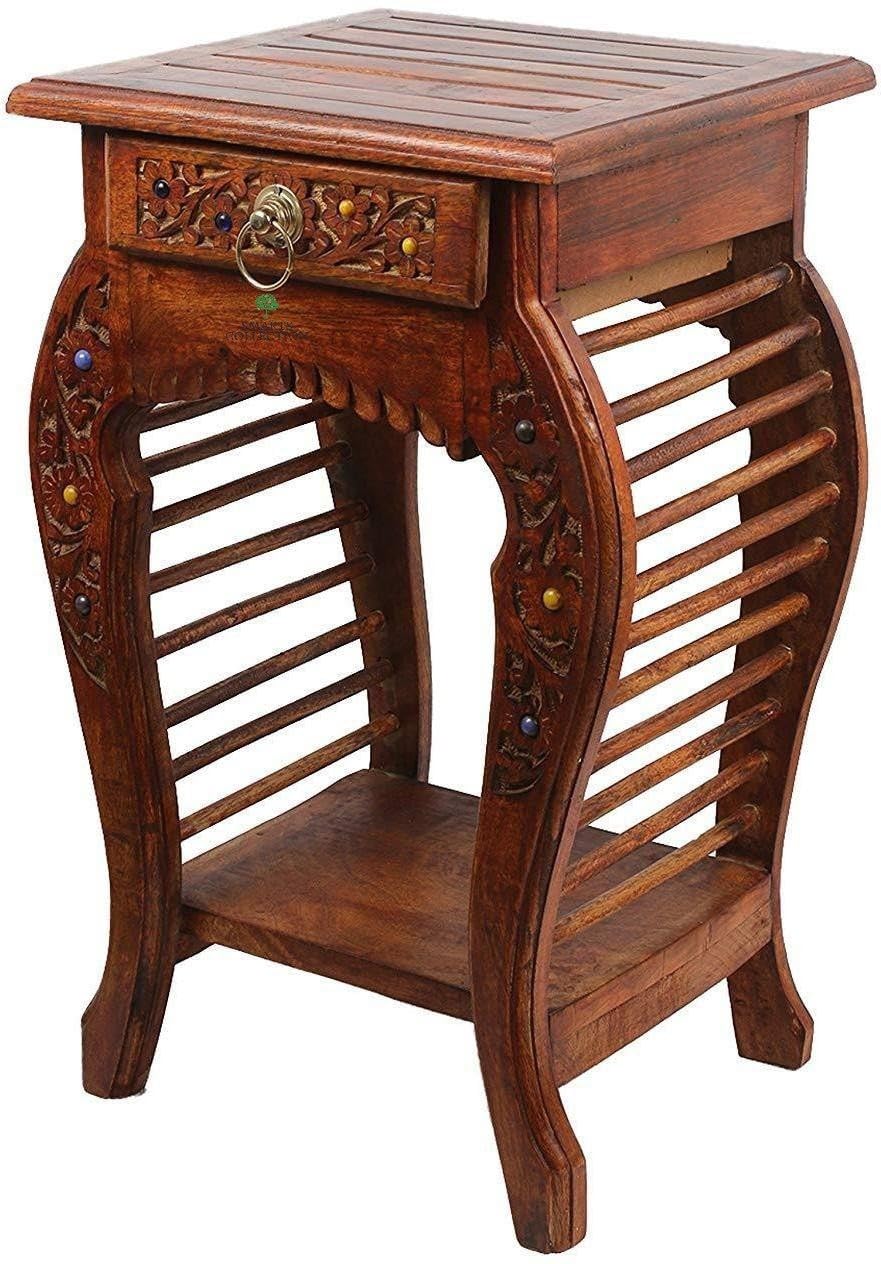 Rosewood (Sheesham) Free-Style Side Table | Perfect for Living Room or Bedroom Furniture Solid Wood Construction | Brown-image-33