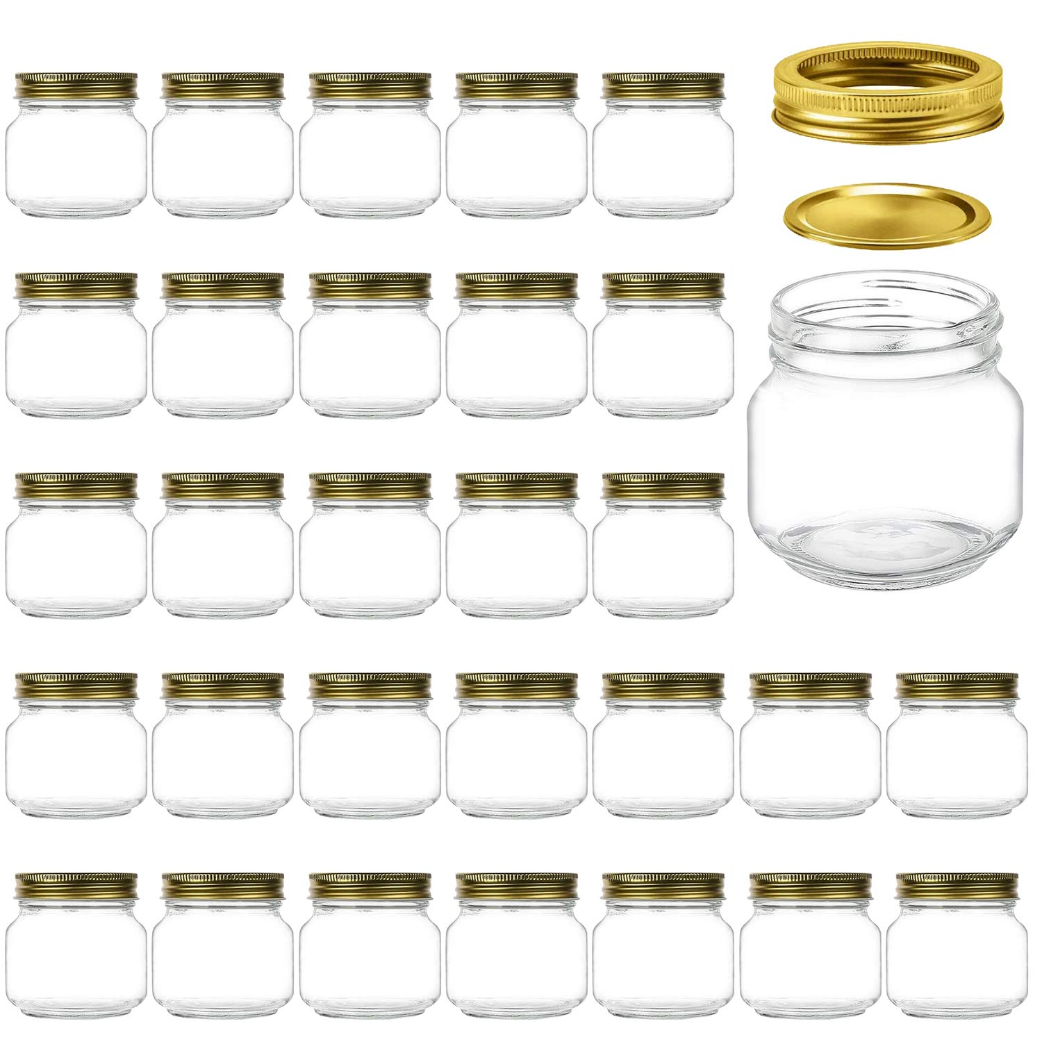 8 oz Glass Jars With Lids,Ball Regular Mouth Mason Jars For Storage,Spice Jars Canning Jars For Caviar,Herb,Jelly,Jams,Honey,Dishware Safe,Set Of 30 …
