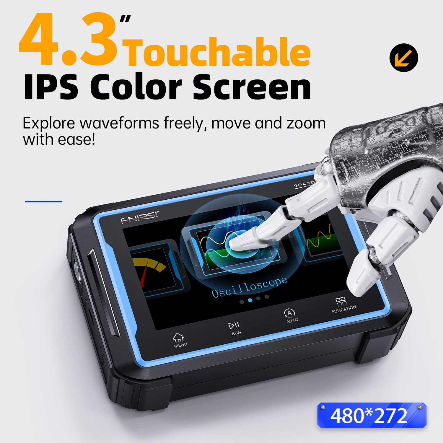 Jadeshay 2C53P Handheld Tablet Oszilloskop Multimeter DDS-Signalgenerator 3IN1 2-Kanal Automobil Oszilloskop Multimeter mit 50MHz Bandbreite 19999 Zählungen 250MS/s Abtastung 4,3-Zoll-Touchscreen