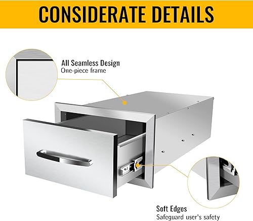 Miniatura 40 de Cajón individual para cocina al aire libre, 14 pulgadas de ancho x 8.5 pulgadas de alto x 23 pulgadas de profundidad, cajones de acceso de acero