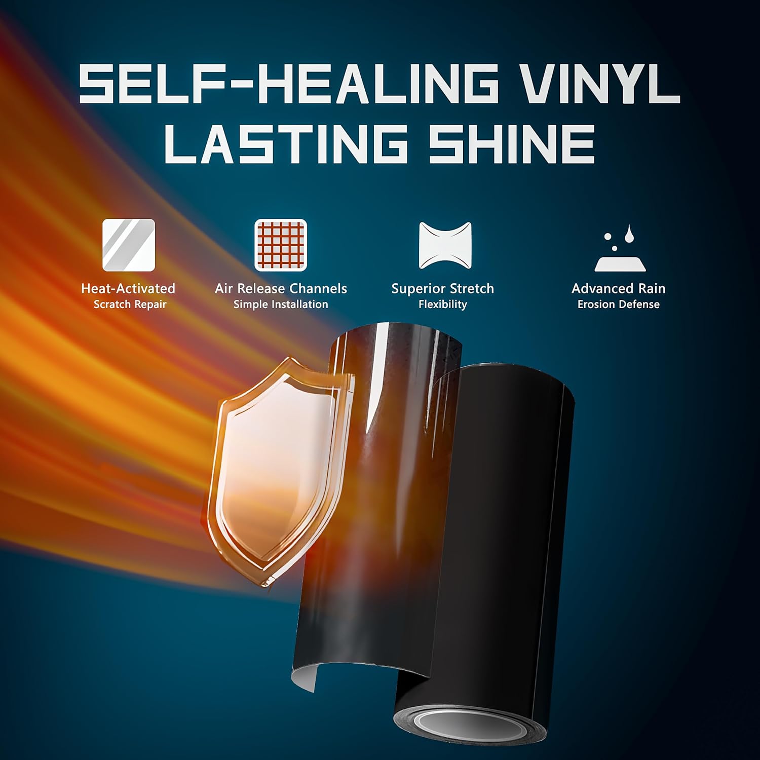 High Gloss Piano Black Premium Vinyl Roll for Car Wrap, (4ft x 5ft (Hood, Car Door or Trunk Wrap Kit))
