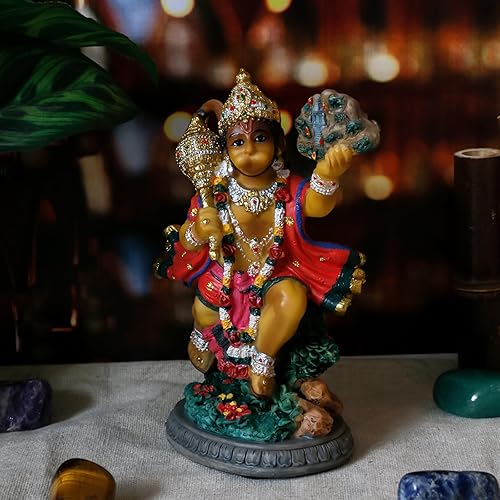 Miniatura 2 de alikiki Estatua hindú de Dios volador Hanuman  5.3 pulgadas de alto, Lord Hanuman, regalo indio perfecto para Diwali, Navratri, Dussehra,