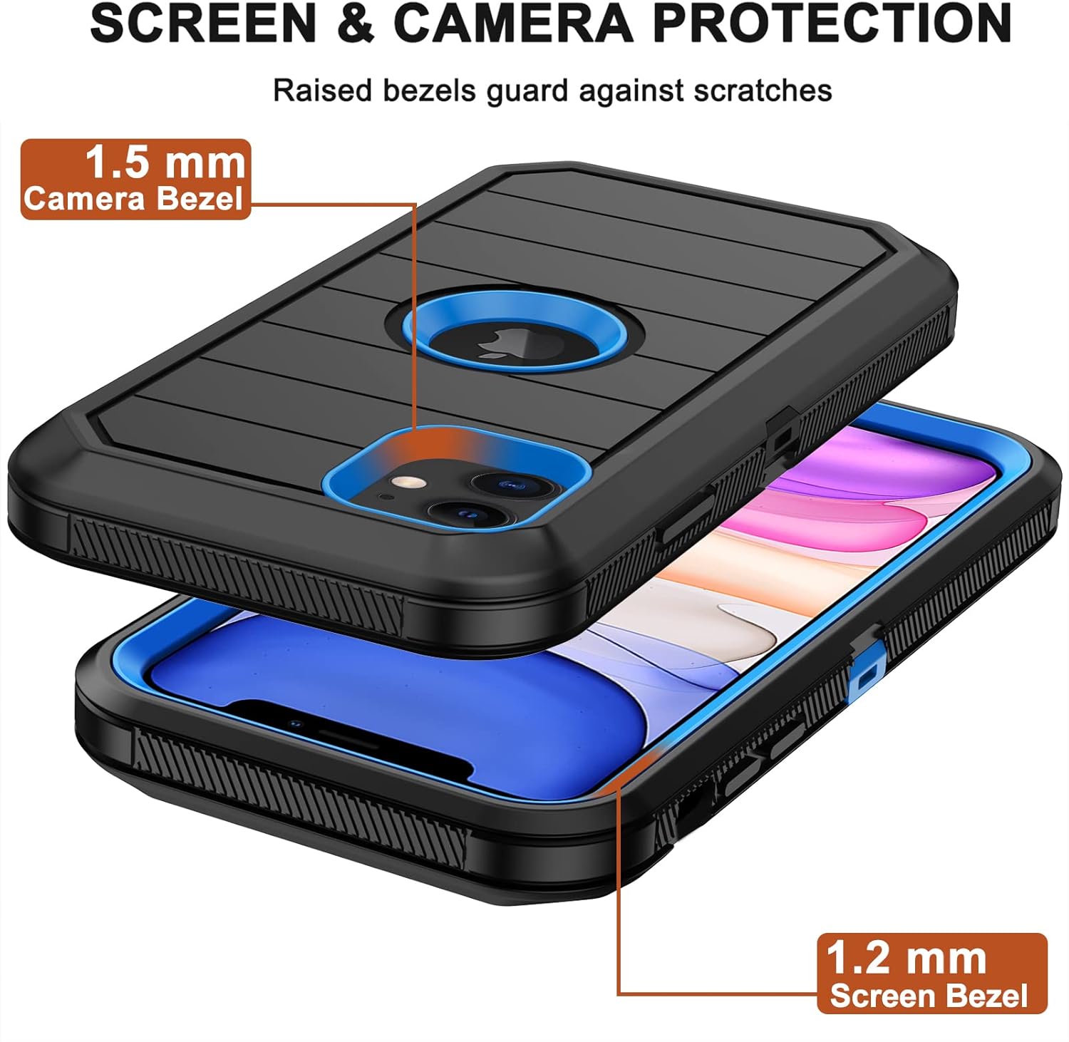 for iPhone 11 Case with Belt Clip Holster, 2 x Screen Protector, [Military Grade] Heavy Duty Full Body Shockproof Dust-Proof Drop Proof Rugged Protective Cover for Apple iPhone 11 (Black Blue B) - Image 5