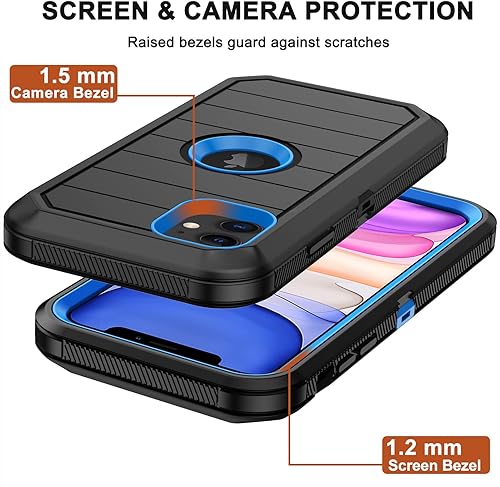 Miniatura 5 de Funda para iPhone 11 con funda de clip para cinturón, 2 protectores de pantalla, grado militar resistente a prueba de golpes, a prueba de polvo y
