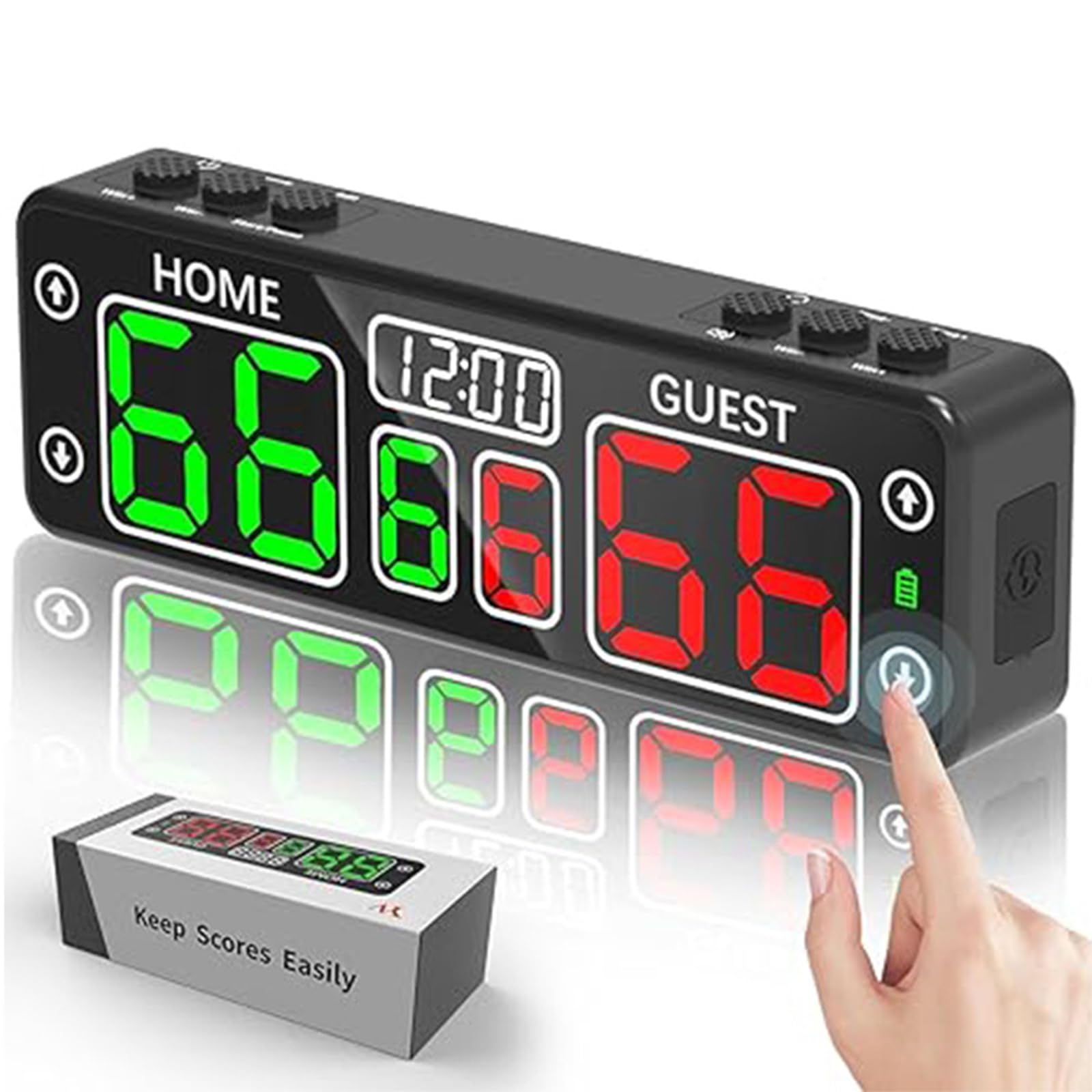 Tabellone segnapunti Digitale con Alimentazione Ricaricabile | Display LED per ospiti domestici, controllo touch per l ' utilizzo del monitoraggio del punteggio delle partite