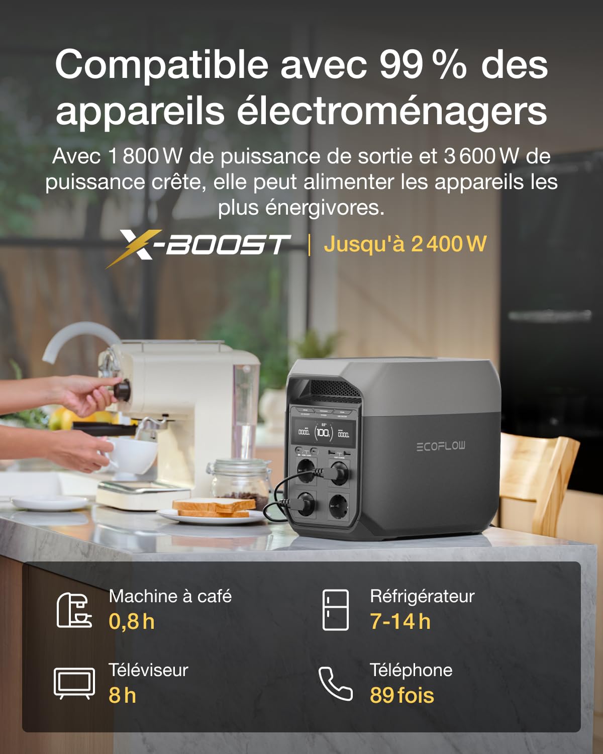 Station électrique portable EF EcoFlow DELTA 3, 1024 Wh de capacité, cellules LFP, 70% de charge en 30 min, extensible jusqu'à 5 kWh, générateur solaire pour camping, RV, l'alimentation de secours
