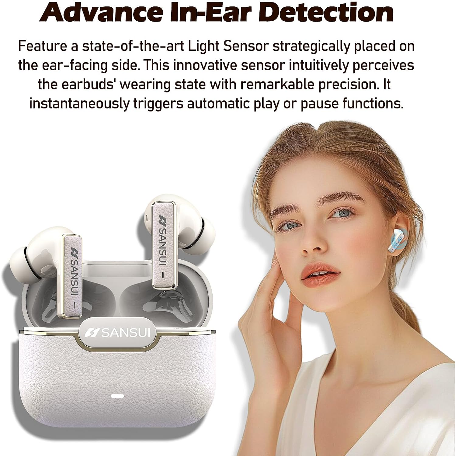 SANSUI W28 Earbuds with Advanced In-Ear Detection