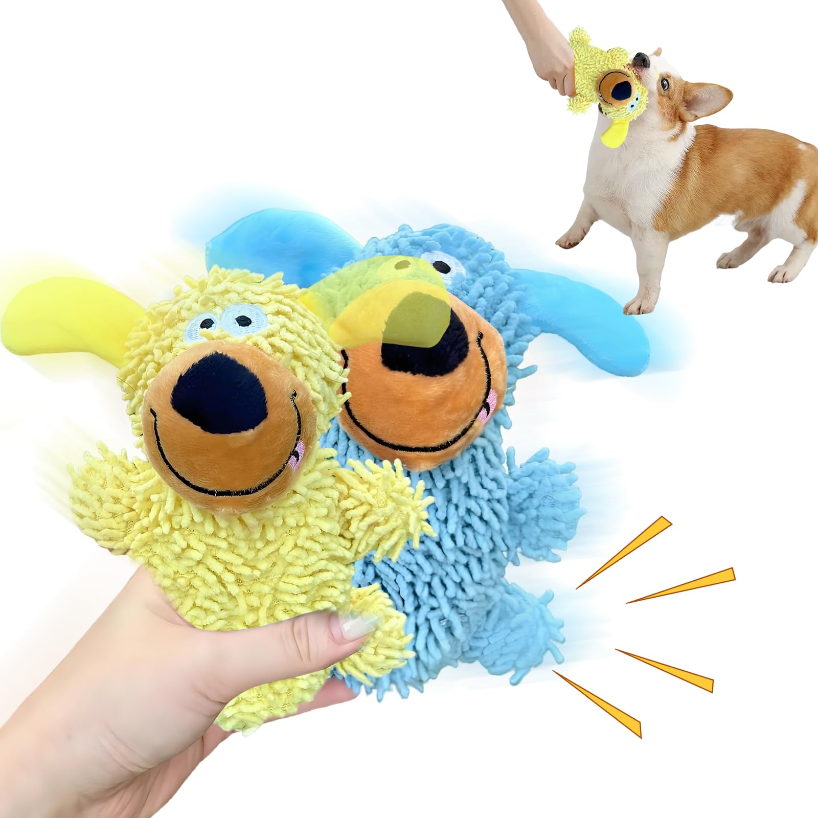 PEAMOO Dog Chew Toys, Squeaky Durable Chew Toys, Dog Toothbrush Toys for Puppy Dental Care Teeth Cleaning, indestructible dog toys for Training/Teeth Cleaning/Boredom Relief (2 color)