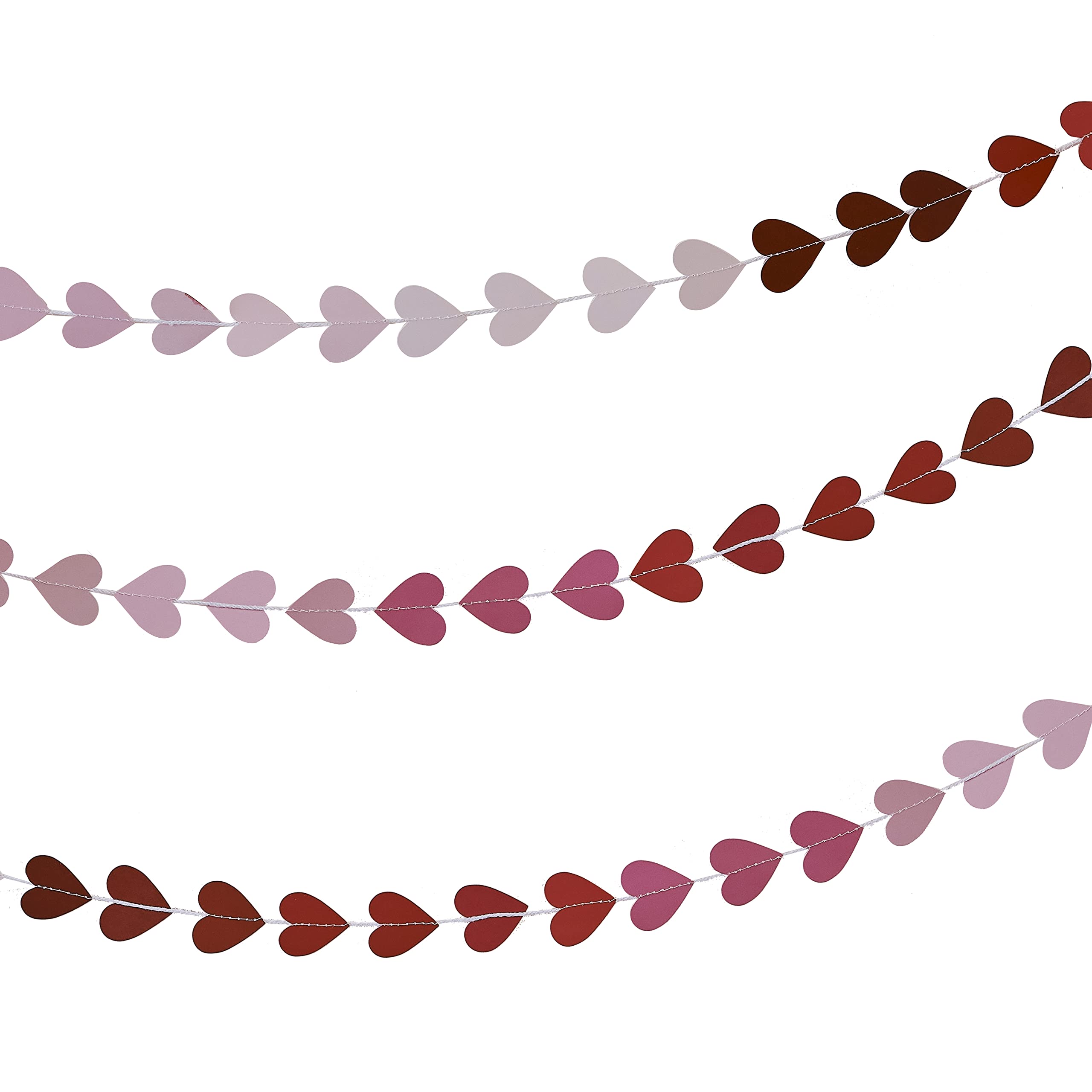 Ginger Ray Happy Valentines Eco Friendly Pink Ombre Heart Garland Decoration Bunting, Red - Image 3