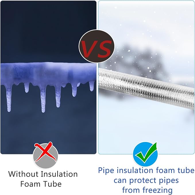 10 Piezas Tubo Aislante de Espuma para Tuberías Auto-adhesivo | 1.3 Ft x 0.8 Pulgadas Cubre Tuberías con Lámina de Aluminio para Protección contra Congelamiento miniatura 5