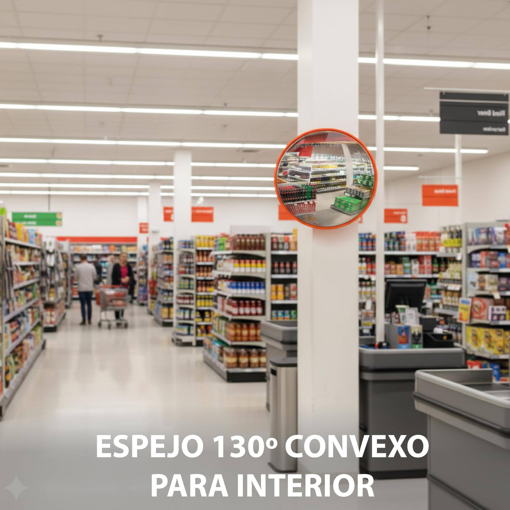 EberSign – Espejo Convexo de Tráfico Ø45 cm | Espejo de Seguridad para Interor con Ángulo de Visión | Resistente a Intemperie e Impactos para Garajes, Calles y Esquinas