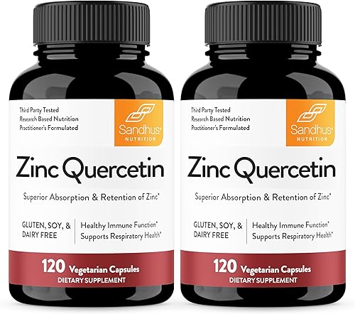 Miniatura 12 de Sandhu's Zinc Quercetin 60 cápsulas vegetarianas (paquete de 1) Suplementos de zinc de alta absorción para inmunidad y alergia estacional Apoyo