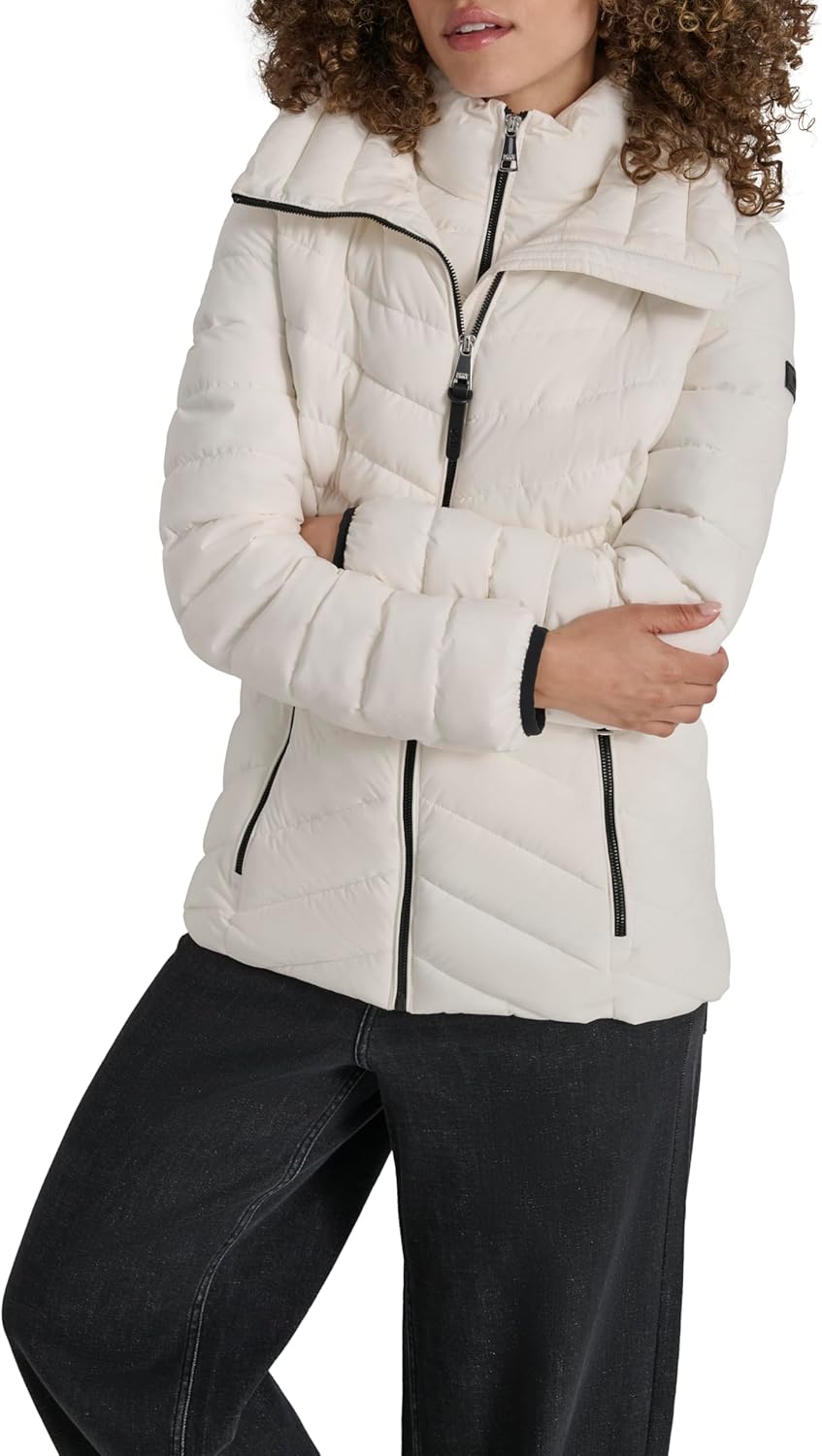 DKNY womens Bib-front Light-weight Puffer - Image 7