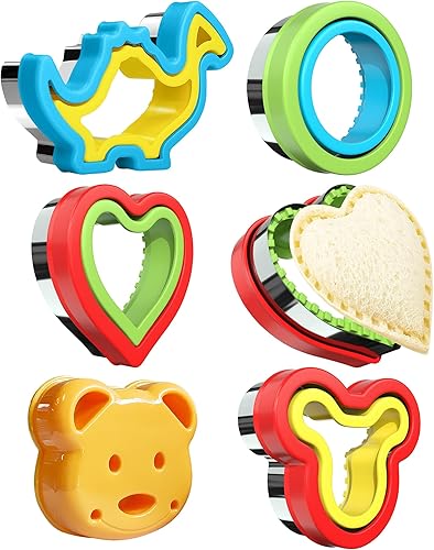 Miniatura 1 de Cortador de sándwiches y sellador para el almuerzo, 5 piezas para lonchera y caja Bento, cortadores de galletas para niños y niñas