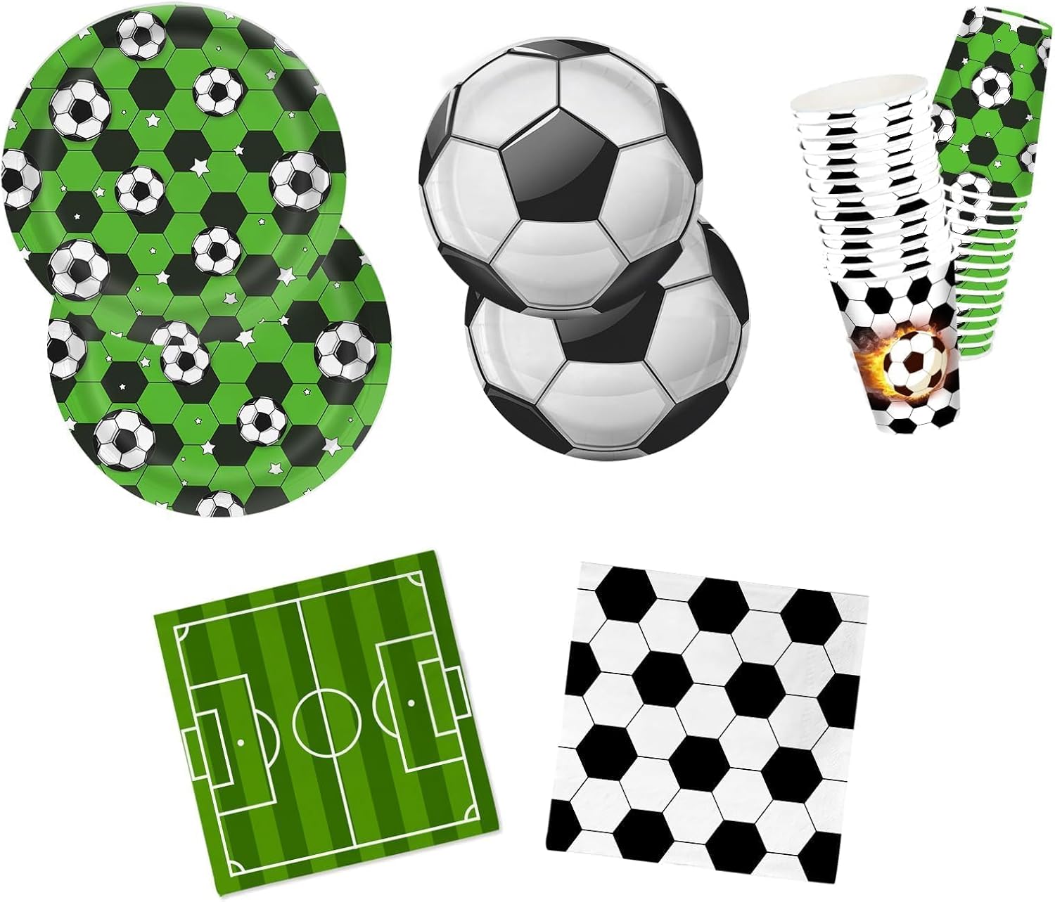 104 PCS Soccer Table Supplies Kit - Includes Plates, Napkins, Cups for Soccer Birthday Party & Gameday - Image 9