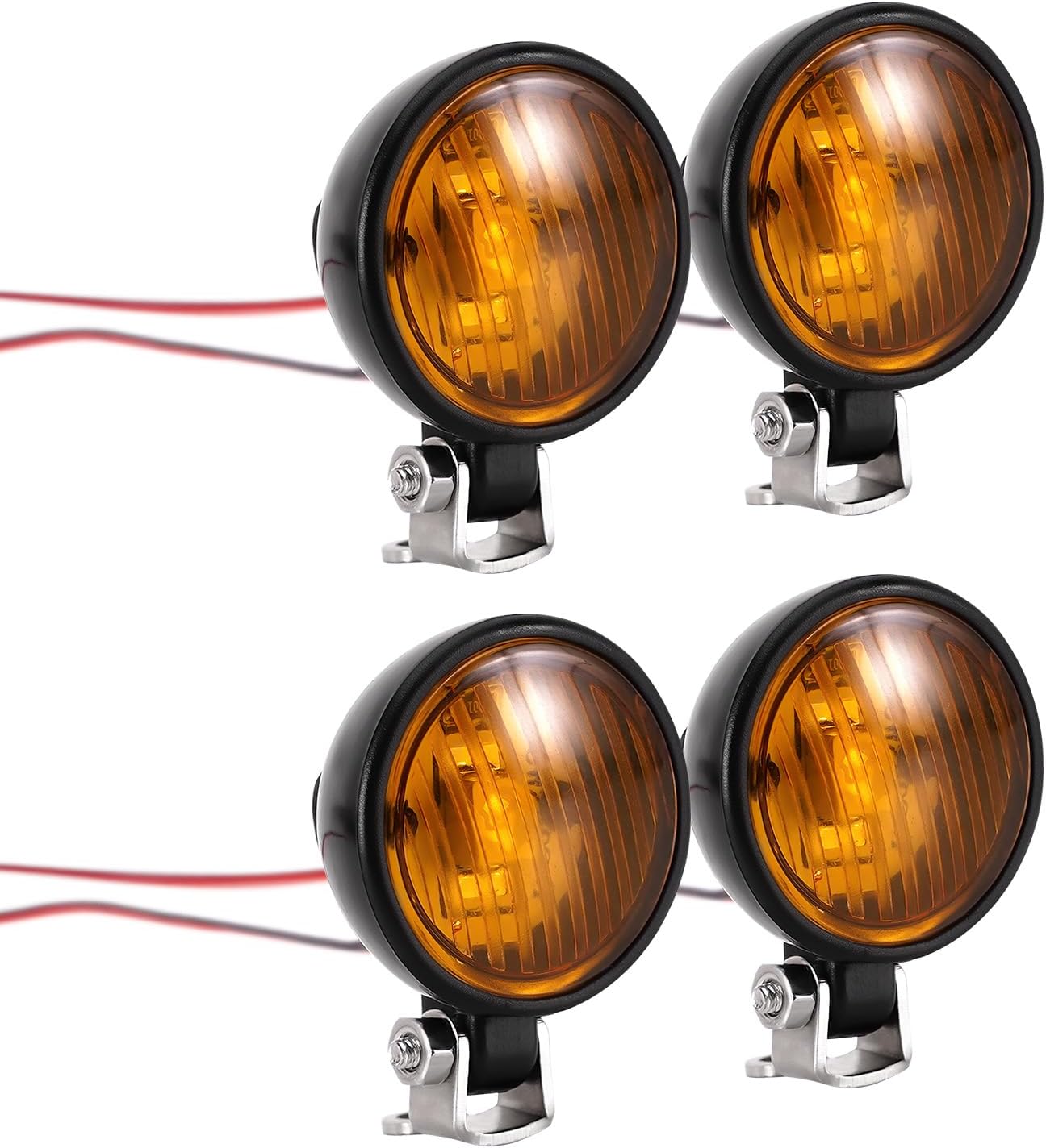 INJORA Round LED Lights with Bracket for RC Cars Upgrade,14.8mm(Yellow)