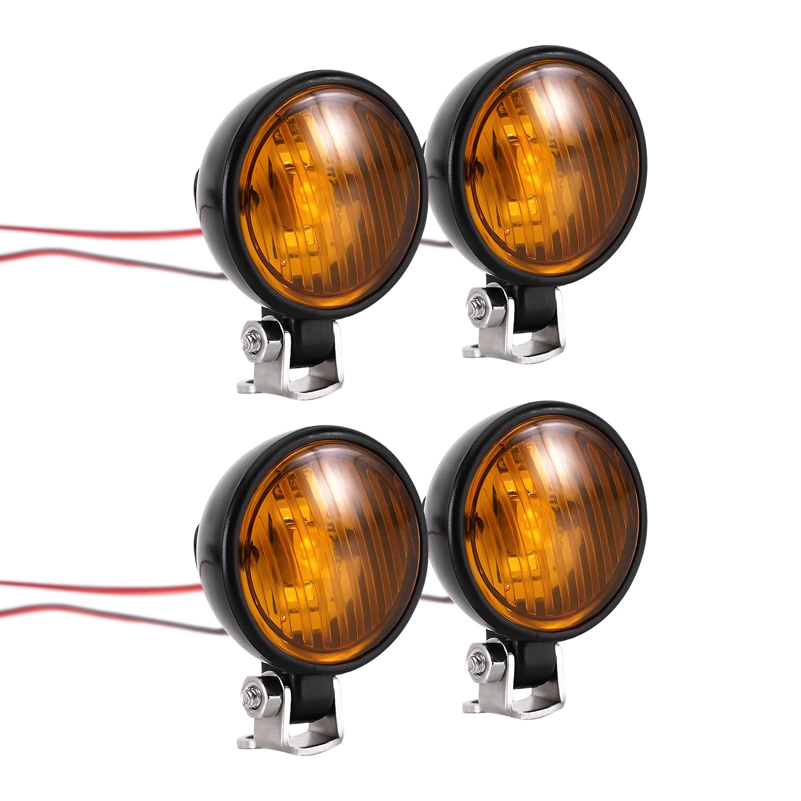 INJORA Round LED Lights with Bracket for RC Cars Upgrade,14.8mm(Yellow)