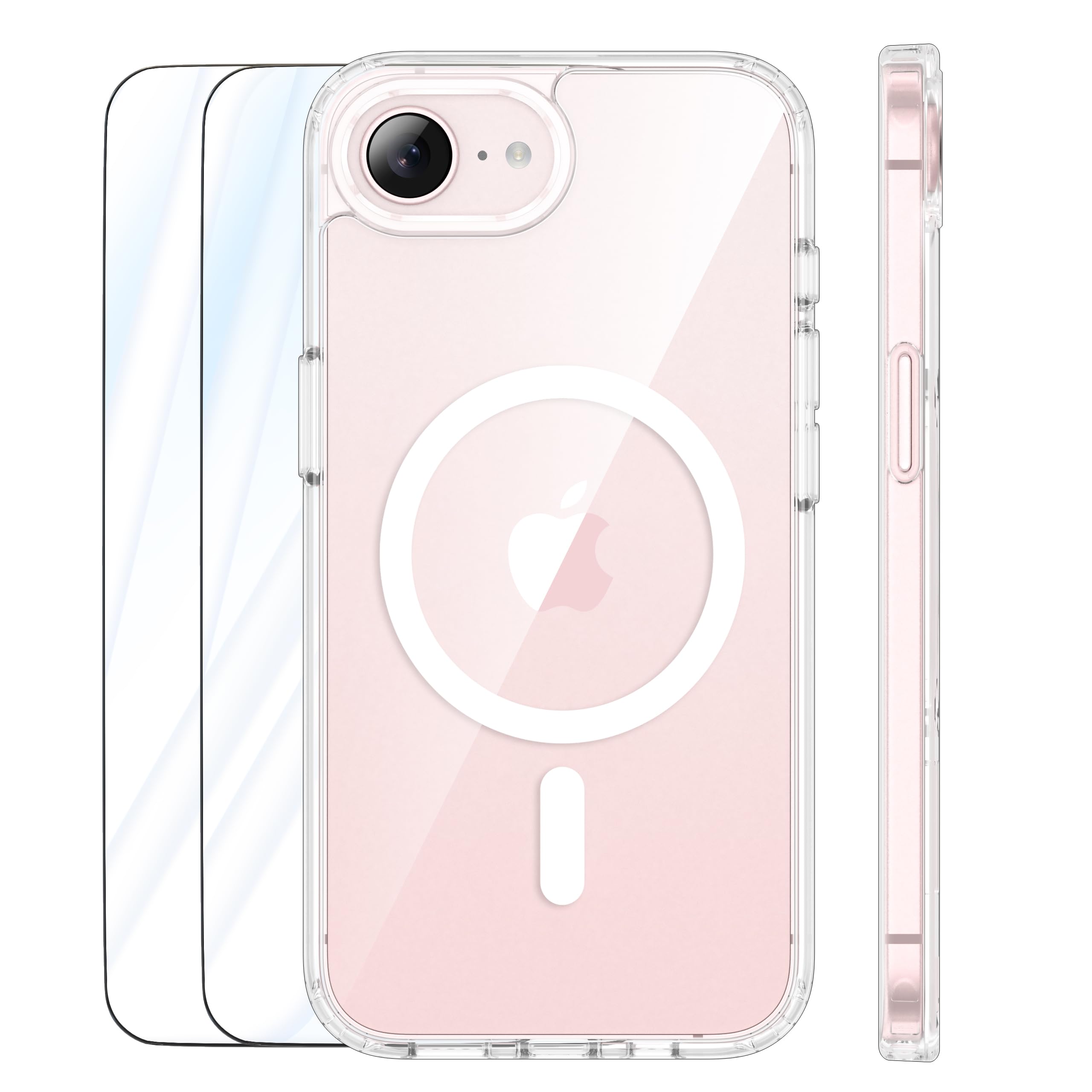 ORETECH Hülle für iPhone 17/17 Pro Max/16 Plus/15 Pro/14/13/12/11/XR/X/SE mit 2 Schutzfolie