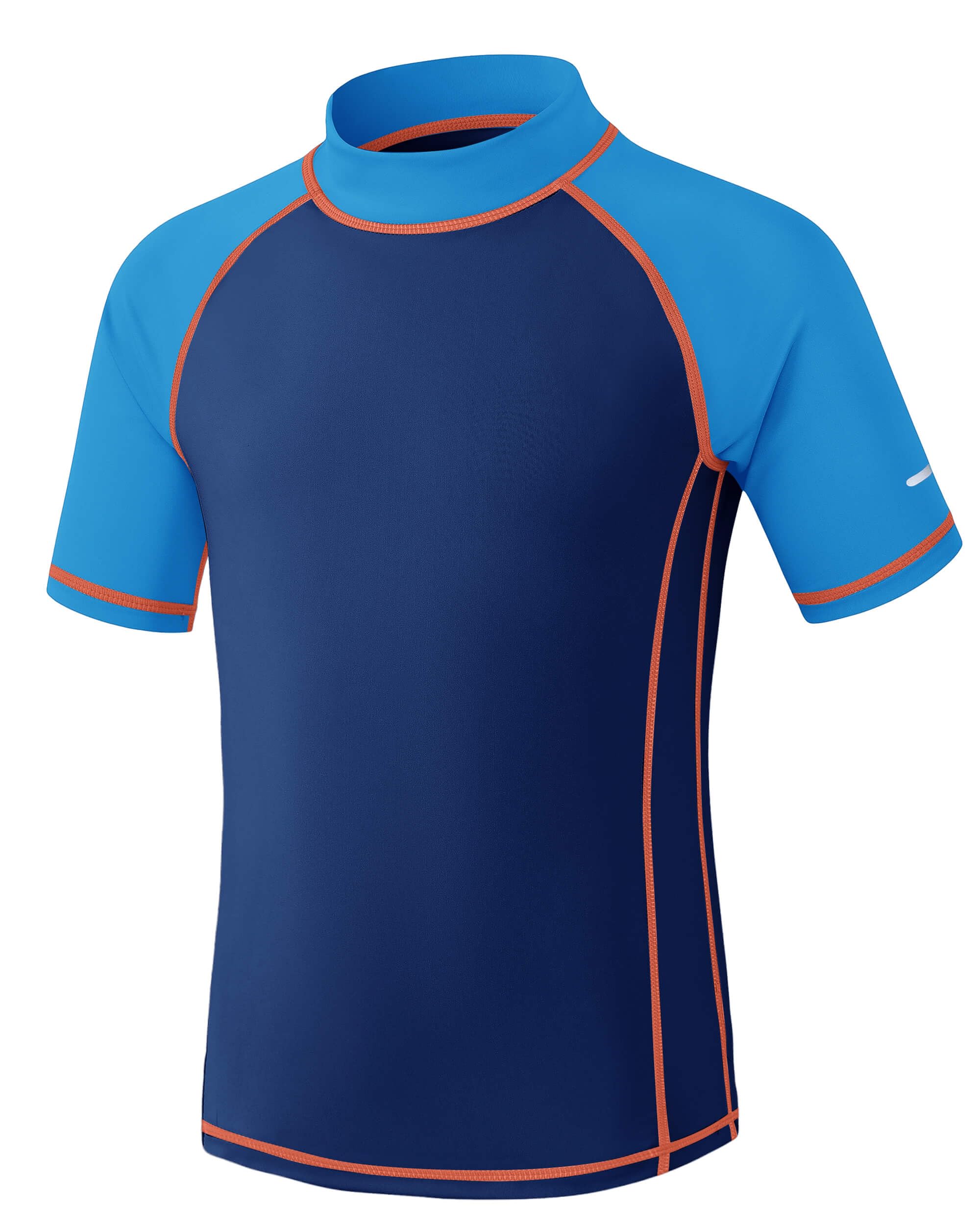 Kinder UV Shirt Kurzarm Jungen Badeshirt UPF 50+ Sonnenschutz Schwimmshirt Rashguard mit Reflektorstreifen Schnelltrocknend Chlorresistent 5-14 Jahre