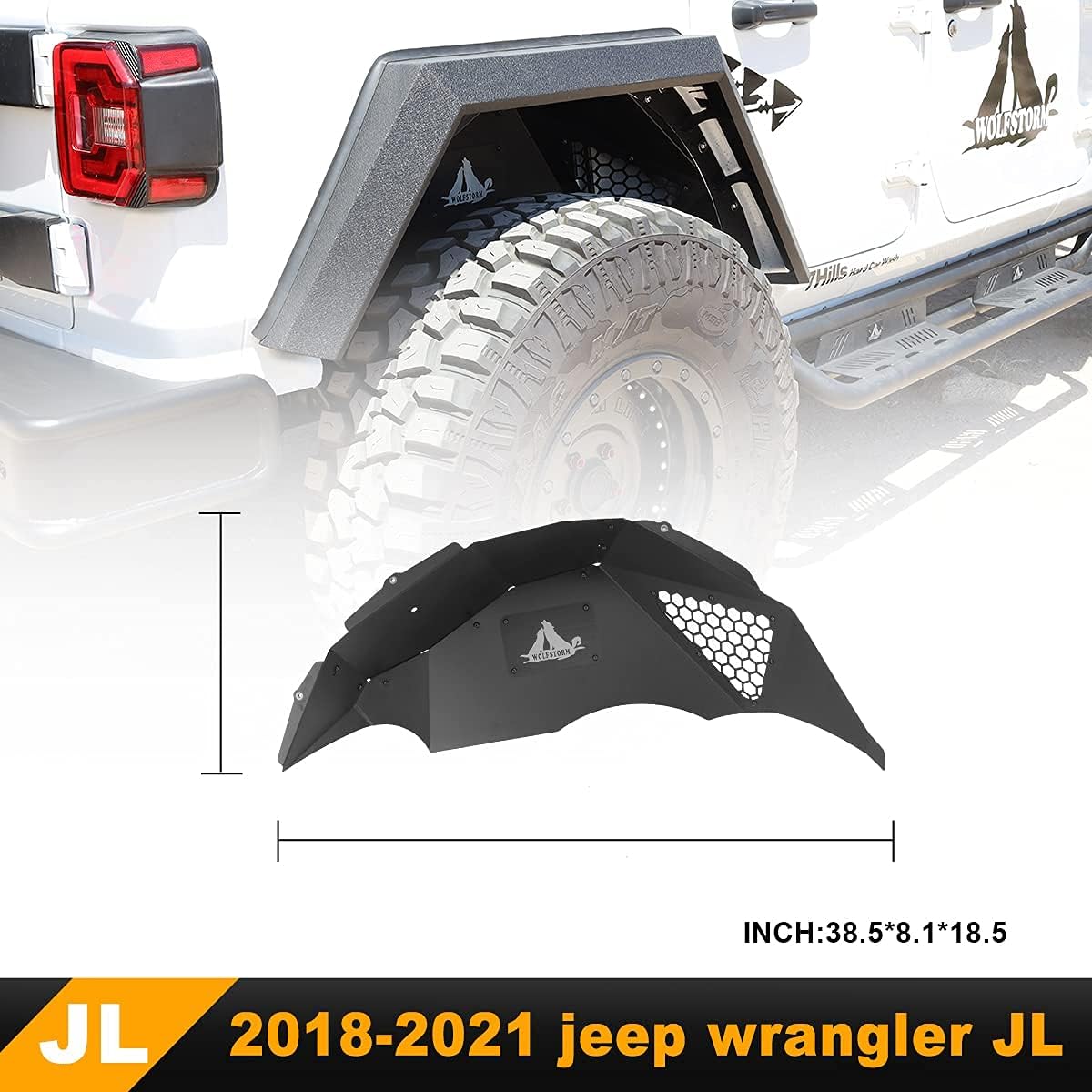 NIXON OFFROAD Rear inner Fender liners Compatible With 2018 2019 2020 2021 2022 2023 2024 2025 2026 Jeep Wrangler JL
