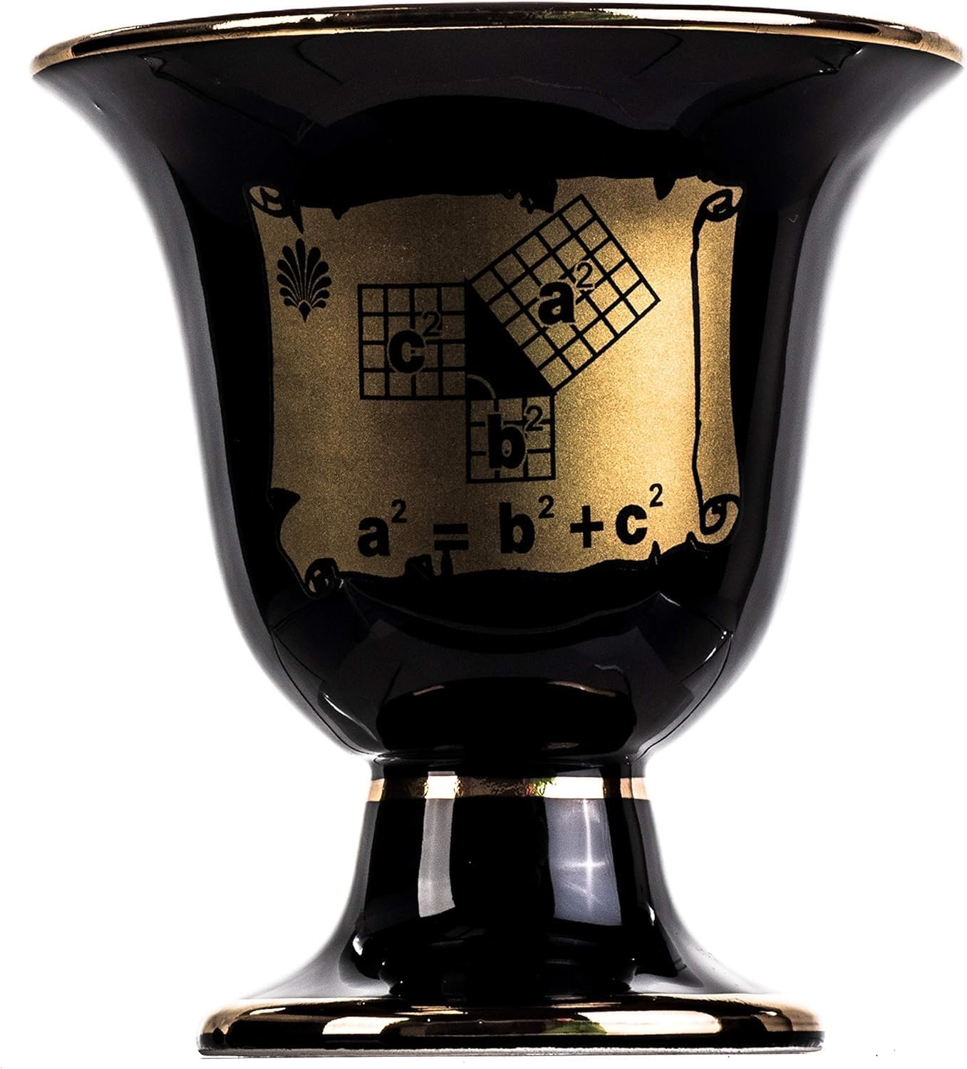 BEAUTIFUL GREEK STATUES Pythagoras Cup of Justice Pythagorean Theorem Fair Mug Ancient Greece Black Cobalt Usable