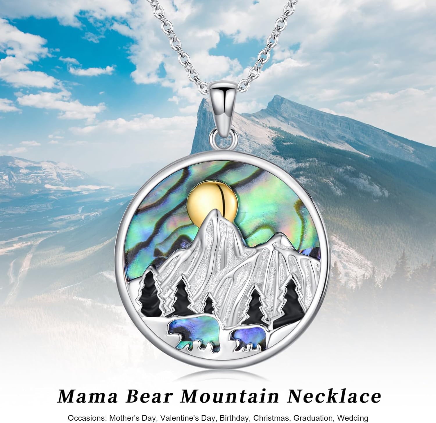 Mountain/Mustard Seed Necklace for Women 925 Sterling Silver Turquoise Abalone Mustard Seed Pendant Necklaces Christian Jewelry Hiking Birthday Mothers Day Gifts - Image 7